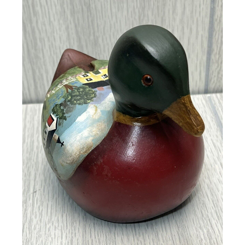 Vintage Hand Painted Duck Decoy House Fence‎ Church Barn Signed Sandy Wickes - Picture 2 of 11